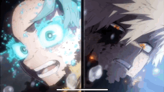 a couple of anime characters standing next to each other with their eyes closed .