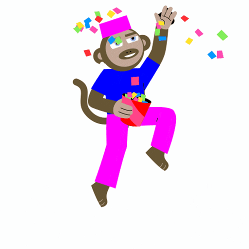 a cartoon monkey wearing pink pants and a pink hat