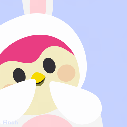 a picture of a bird in a bunny costume with the words pretty pleaseee below it