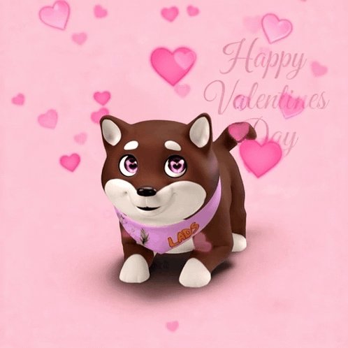 a happy valentine 's day greeting card with a cartoon dog