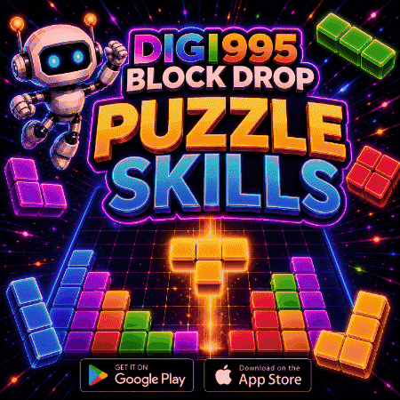 an advertisement for dig 1995 block drop puzzle skills on google play