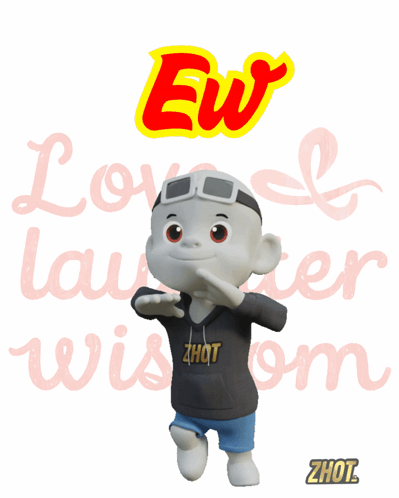 a cartoon character is wearing a hoodie that says zhot