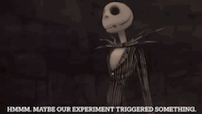 jack skellington from the nightmare before christmas is shown in a black and white image