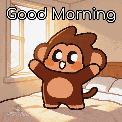 a cartoon of a monkey says good morning