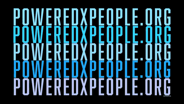 a black background with the words poweredxpeople.org in blue and white