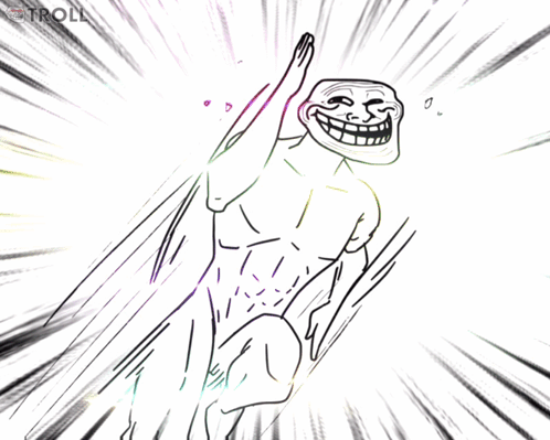 a drawing of a troll with the word troll in the upper right corner