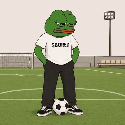 a frog wearing a shirt that says $ bored stands on a soccer field
