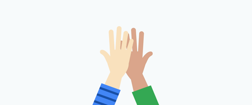 Simple illustration of two raised hands about to high five.