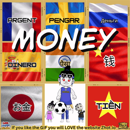 a collage of flags with the words argent pengar money on them