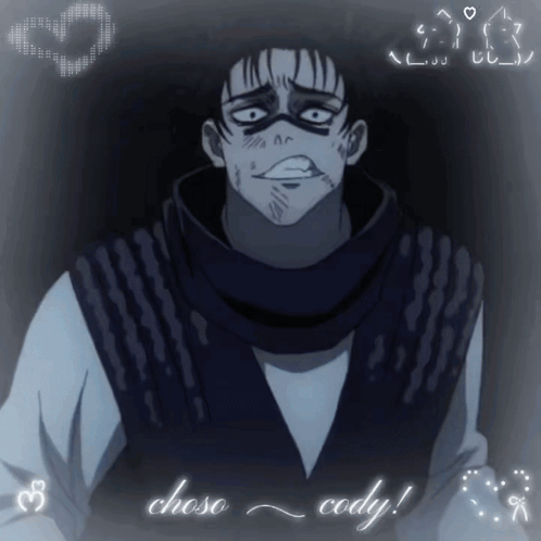 a drawing of a man with the words choso cody written below him