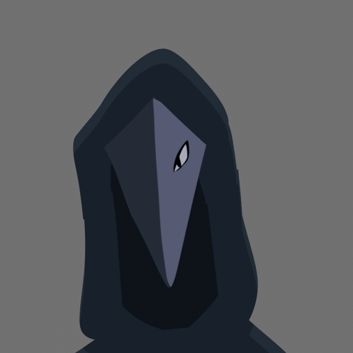 a drawing of a person wearing a black hooded jacket