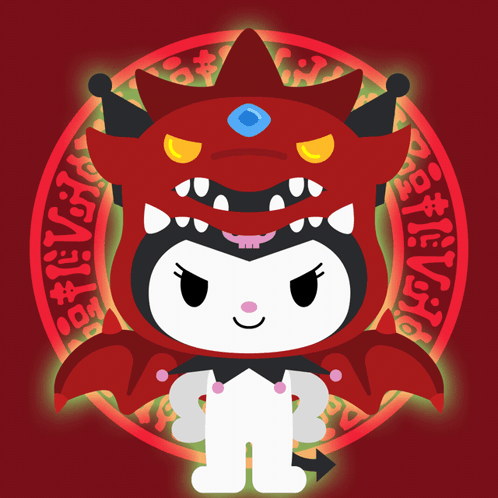 a cartoon drawing of a devil with a red circle around it