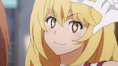 Shokuhou Misaki smiles softly in a bright anime close-up.