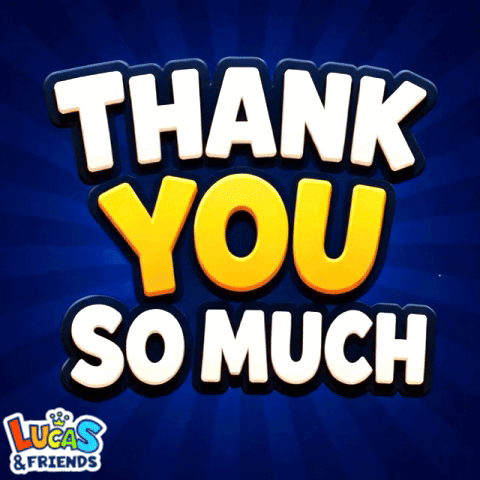Bold block letters say “THANK YOU SO MUCH” on a dark blue burst background.