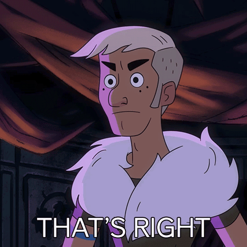 a cartoon character says " that 's right " in a dark room
