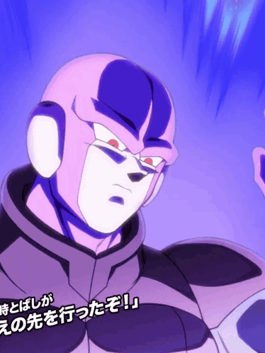 a close up of a cartoon character with a purple background