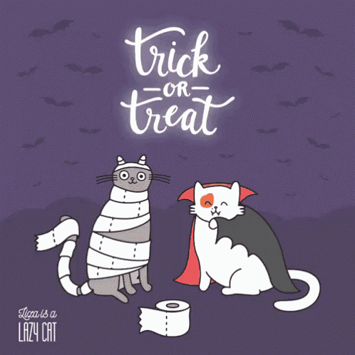 two cats are wrapped in toilet paper and one is a vampire