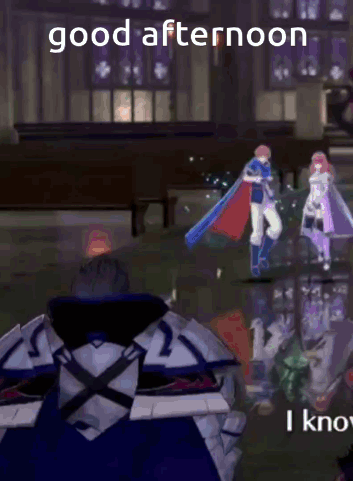 a video game scene with the words good afternoon on the top