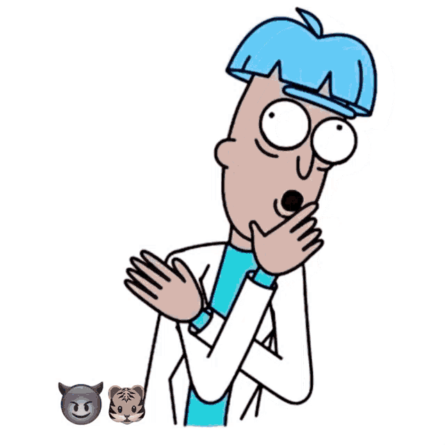 a cartoon of a man with a surprised look on his face surrounded by emojis