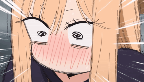 a drawing of a girl with blonde hair making a funny face