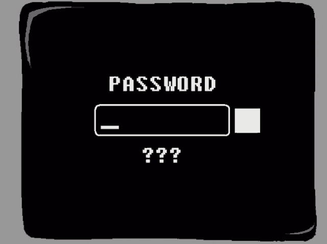 a black screen with white circles and the word password