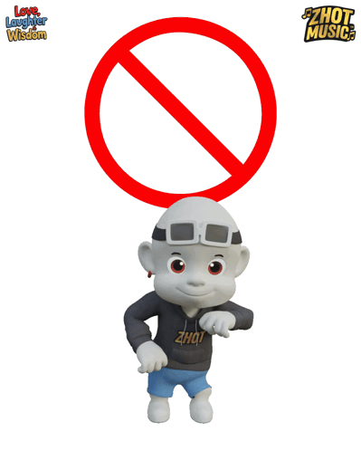 a cartoon character is standing in front of a no symbol