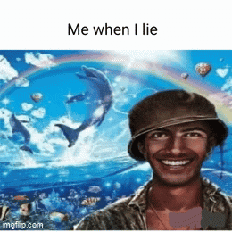 a man in a hat is smiling in front of a painting of dolphins