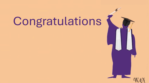 a congratulations graduate card with a graduate in a purple cap and gown