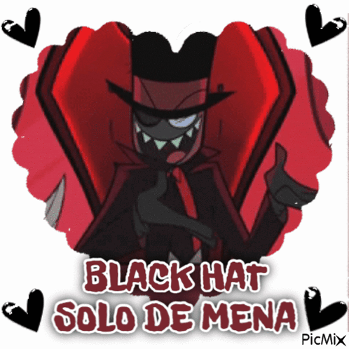 a picture of a cartoon character with the words " black hat solo de mena "
