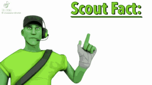 scout fact i am green is written above a green man