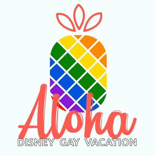 a logo for aloha disney gay vacation with a pineapple