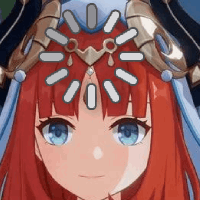 a close up of a girl with red hair and blue eyes wearing a crown .