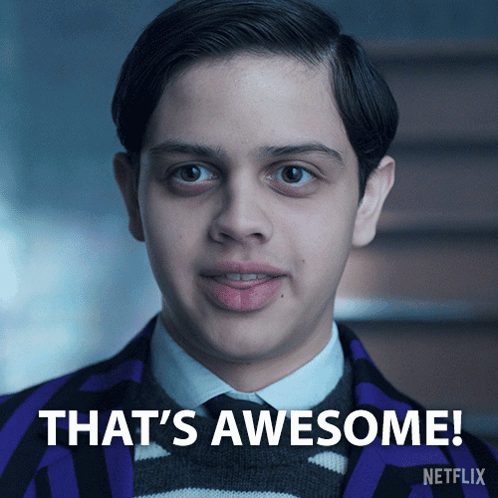 a man in a purple jacket says that 's awesome on a netflix poster