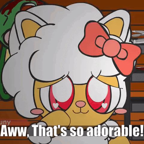 a cartoon cat with a red bow on her head says aww that 's so adorable !